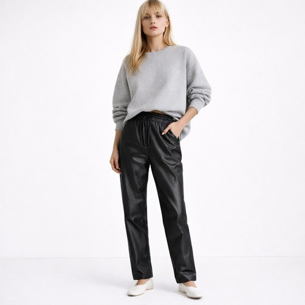 Rag & Bone Black Lambskin Leather Drawstring Pants Size XS